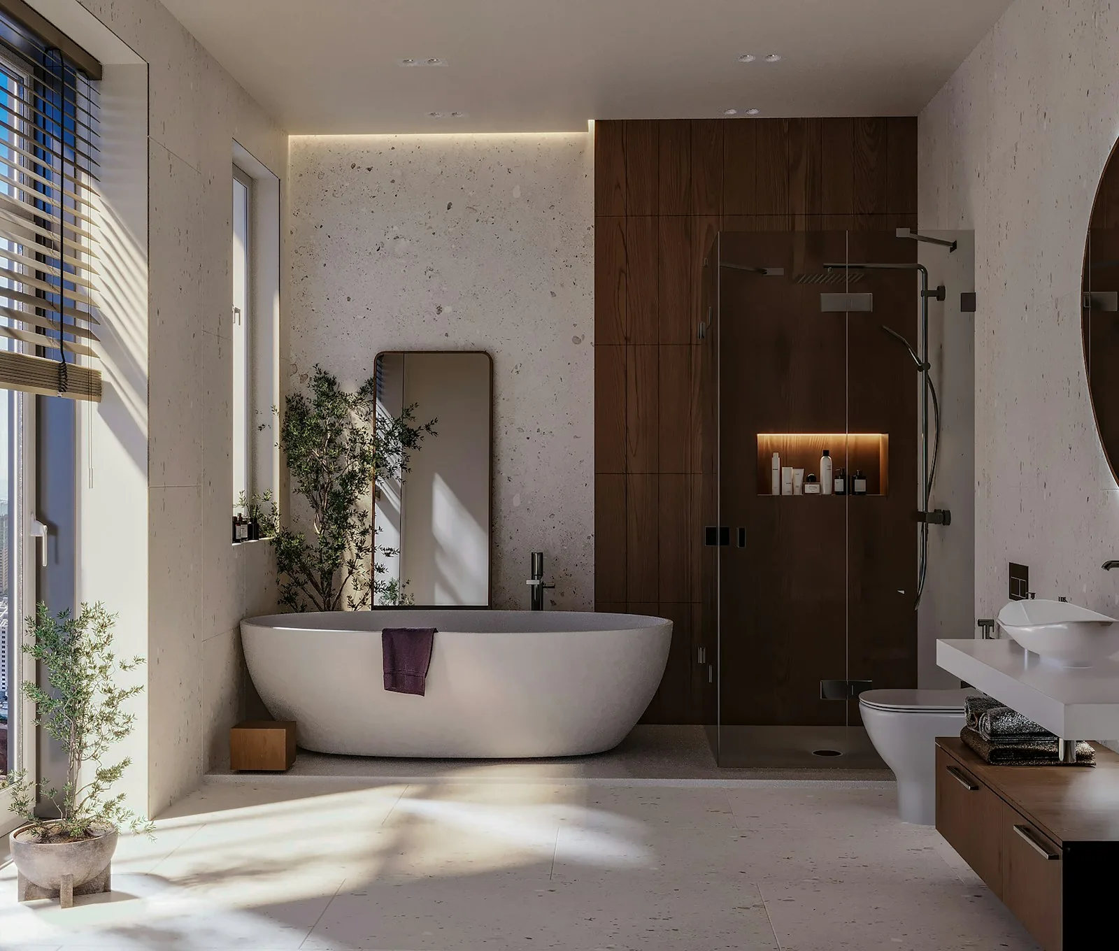 Spa-like master bathroom with freestanding bath