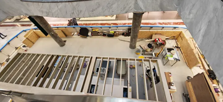 Wide project overview during the mid-fit-out stage